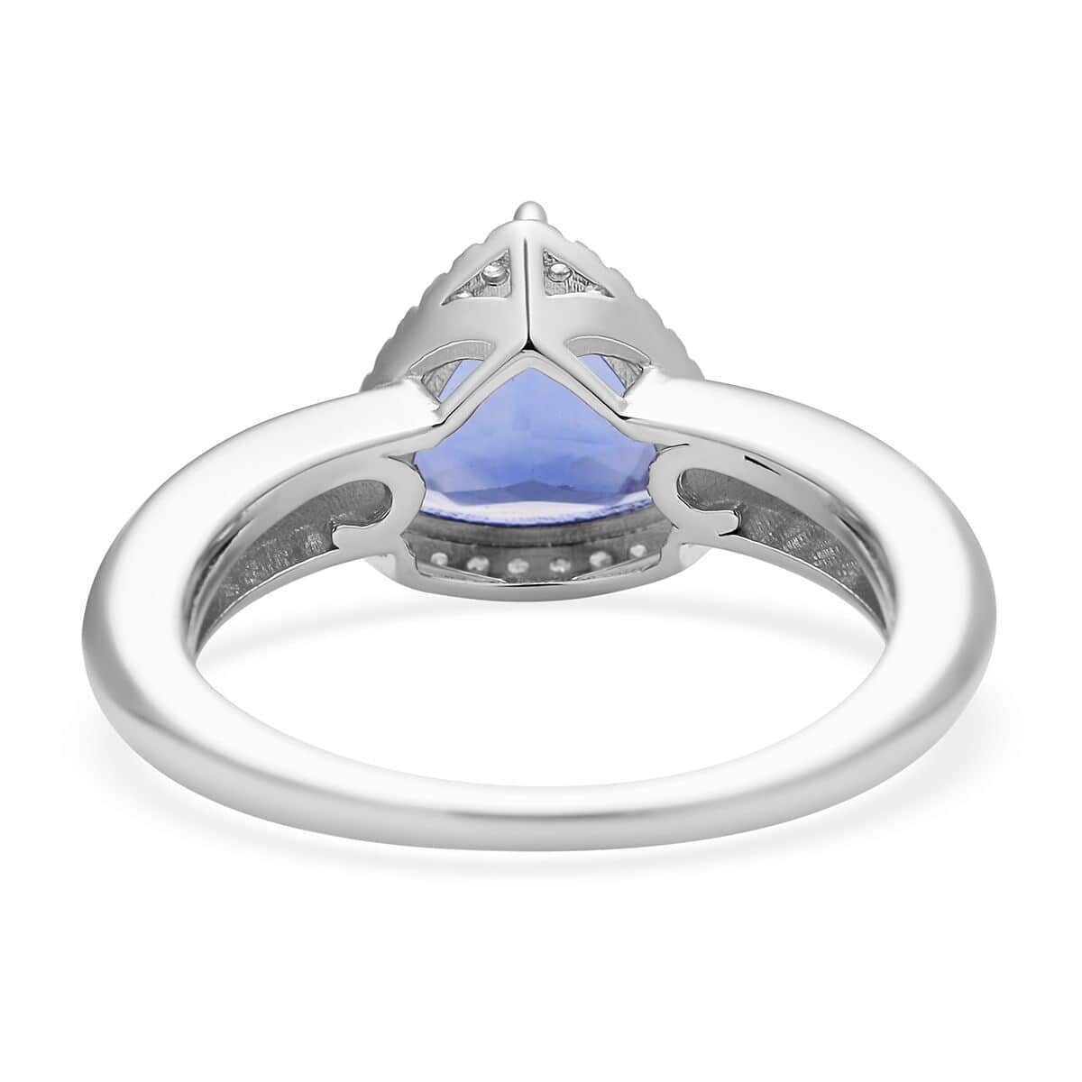 Color Change Fluorite and White Zircon Halo Ring in Rhodium Over Sterling Silver (Size 7.0) 3.25 ctw image number 4
