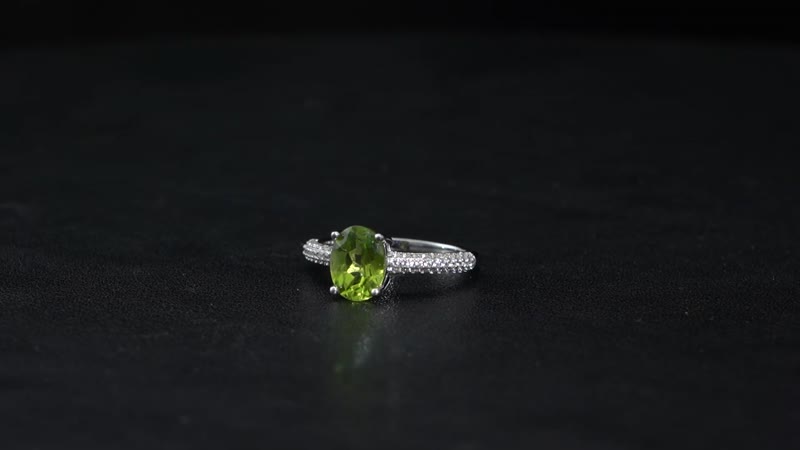 Peridot, White Zircon Ring in Rhodium Over Sterling Silver (Size 10.0) 2.35 ctw