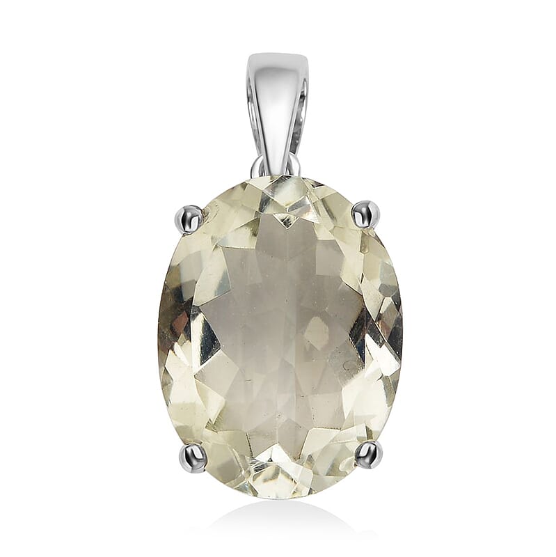 Montezuma Prasiolite Solitaire Pendant in Rhodium Over Sterling Silver 8.35 ctw