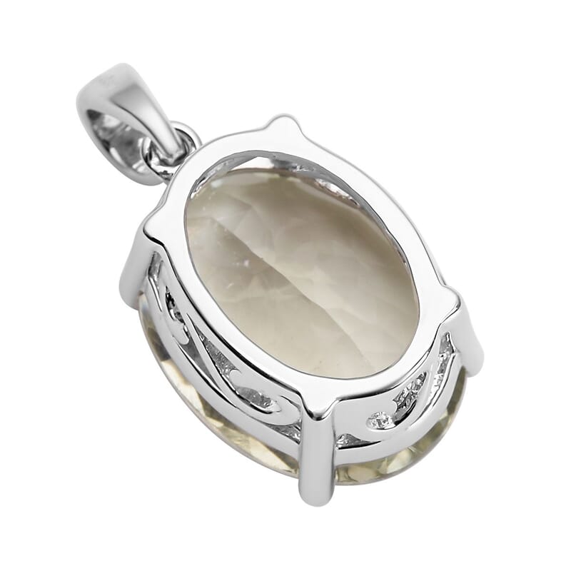 Montezuma Prasiolite Solitaire Pendant in Rhodium Over Sterling Silver 8.35 ctw