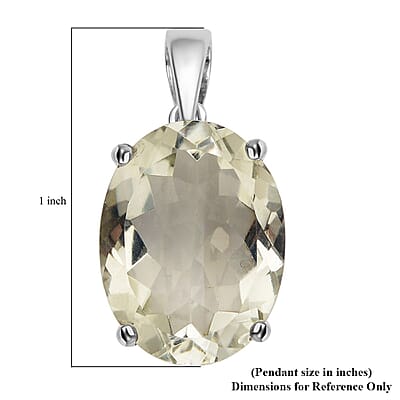 Montezuma Prasiolite Solitaire Pendant in Rhodium Over Sterling Silver 8.35 ctw