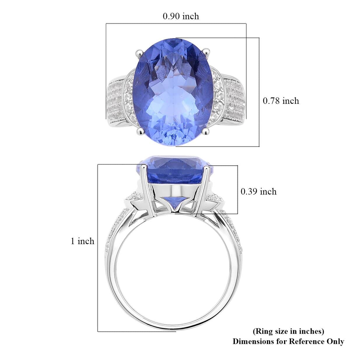 Color Change Fluorite, Natural White Zircon Fancy Ring in Rhodium Over Sterling Silver (Size 10.0) 11.40 ctw image number 5