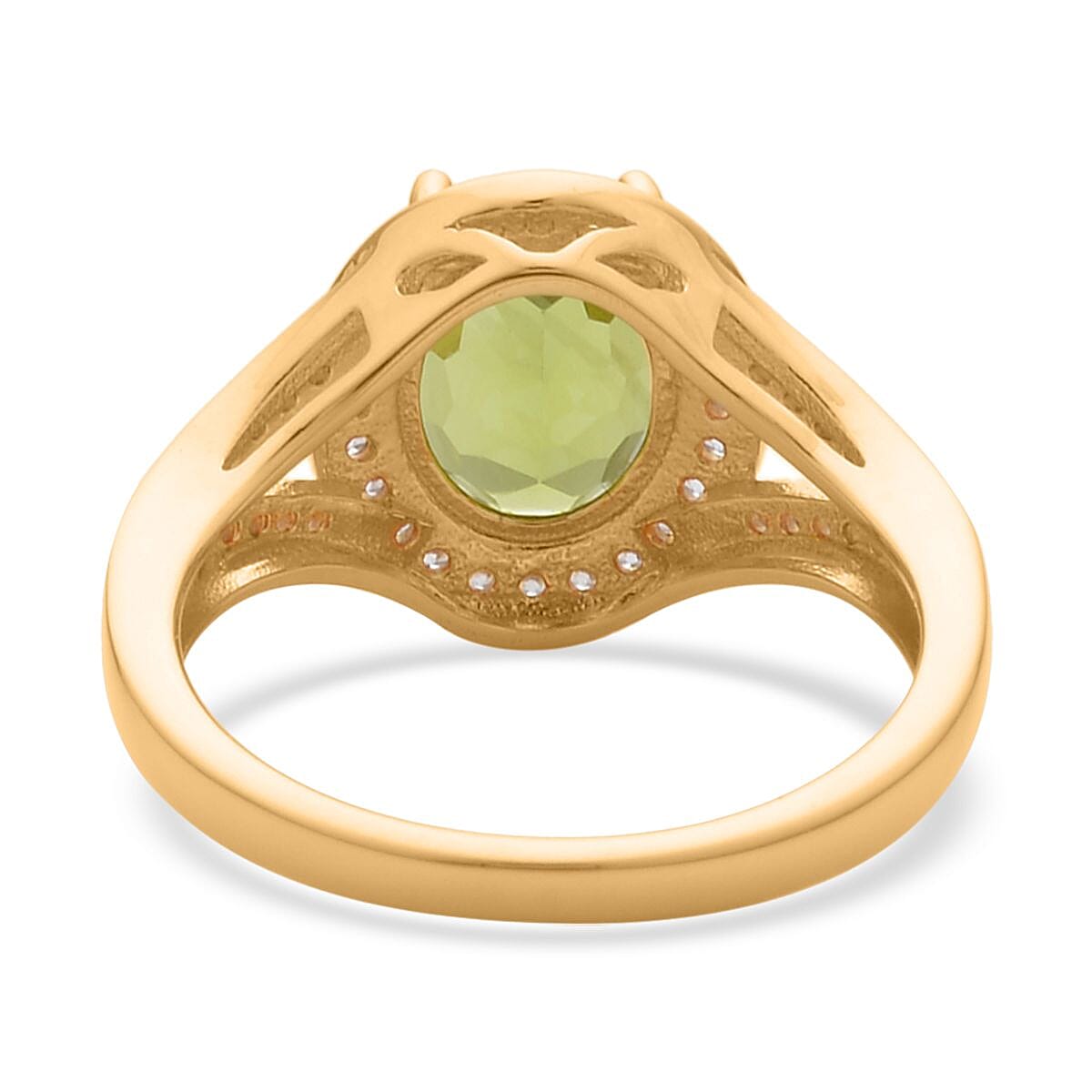 Premium Peridot and White Zircon Stunning Halo Ring in Vermeil Yellow Gold Over Sterling Silver (Size 10.0) 3.25 ctw