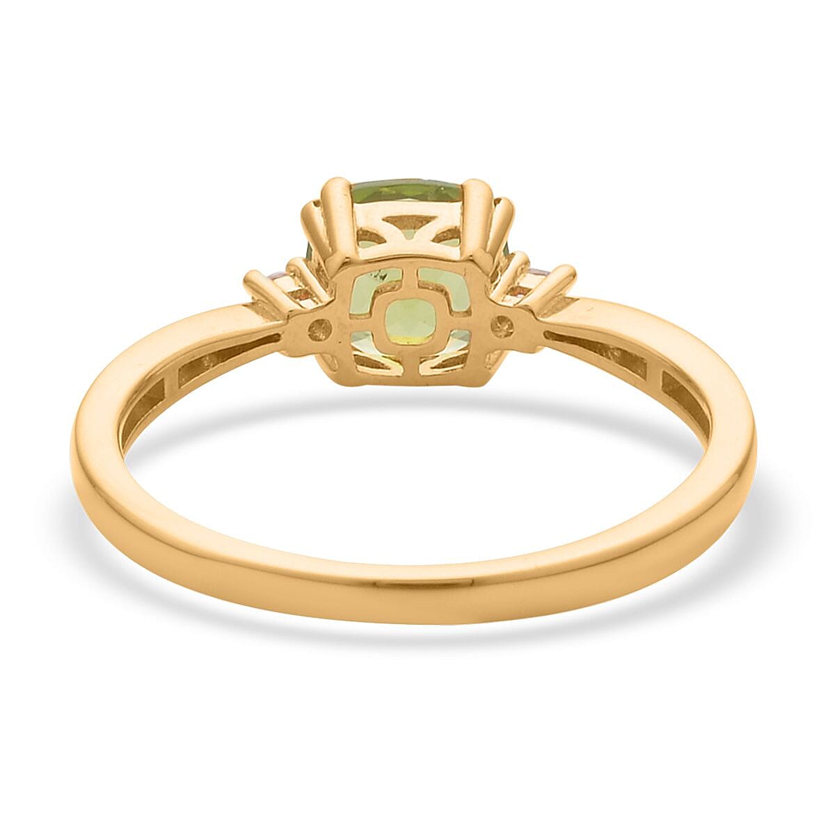 Premium Peridot and White Zircon Fancy Ring in Vermeil Yellow Gold Over Sterling Silver (Size 10.0) 1.75 ctw