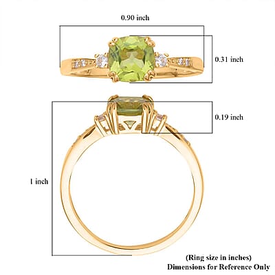 Premium Peridot and White Zircon Fancy Ring in Vermeil Yellow Gold Over Sterling Silver (Size 10.0) 1.75 ctw