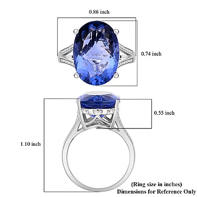 Color Change Fluorite and White Zircon Split Shank Ring in Rhodium Over Sterling Silver (Size 10.0) 14.90 ctw