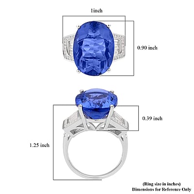 Color Change Fluorite and Natural White Zircon Ring in Rhodium Over Sterling Silver (Size 10.0) 21.60 ctw