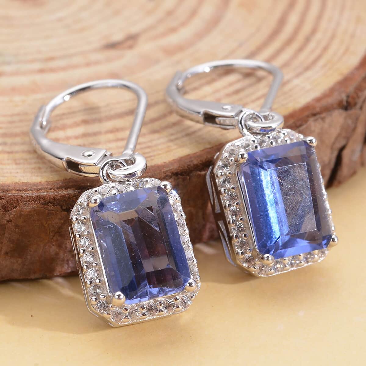 Color Change Fluorite and Natural White Zircon Drop Earrings in Rhodium Over Sterling Silver 4.00 ctw image number 1