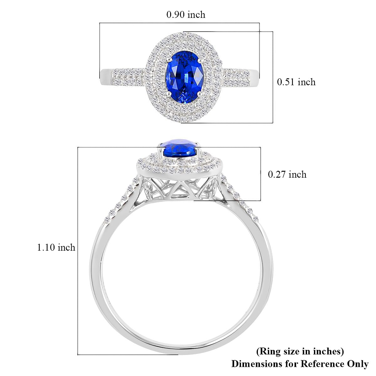 Certified Iliana 18K White Gold AAA Royal Ceylon Sapphire and G-H SI Diamond Double Halo Ring (Size 9.0) 2.80 ctw image number 5