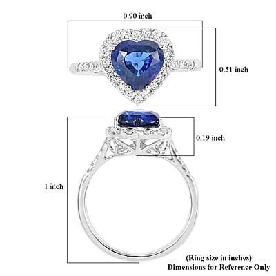 Certified & Appraised Iliana 18K White Gold AAA Royal Ceylon Sapphire and G-H SI Diamond Heart Halo Ring (Size 7.0) 3.20 Grams 2.55 ctw
