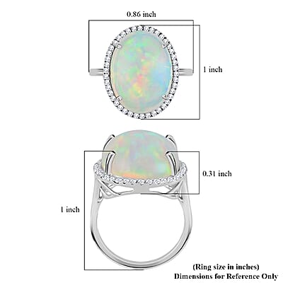 Certified & Appraised Iliana 18K White Gold AAA Ethiopian Welo Opal and G-H SI Diamond Halo Ring (Size 6.0) 4.60 Grams 13.40 ctw