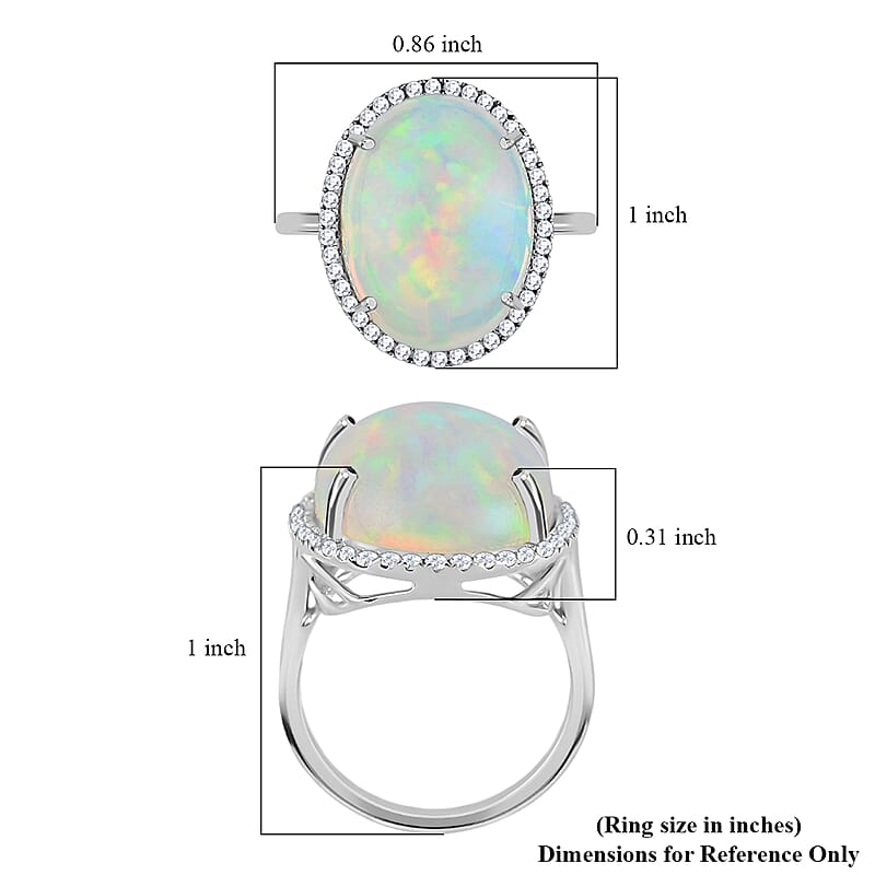 Certified & Appraised Iliana 18K White Gold AAA Ethiopian Welo Opal and G-H SI Diamond Halo Ring (Size 6.0) 4.60 Grams 13.40 ctw
