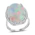 Certified & Appraised Iliana 18K White Gold AAA Ethiopian Welo Opal and G-H SI Diamond Halo Ring (Size 8.0) 4.60 Grams 13.40 ctw image number 0