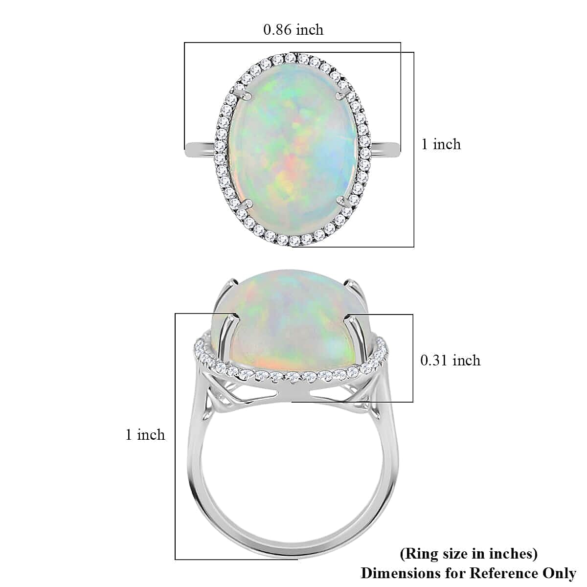 Certified & Appraised Iliana 18K White Gold AAA Ethiopian Welo Opal and G-H SI Diamond Halo Ring (Size 8.0) 4.60 Grams 13.40 ctw