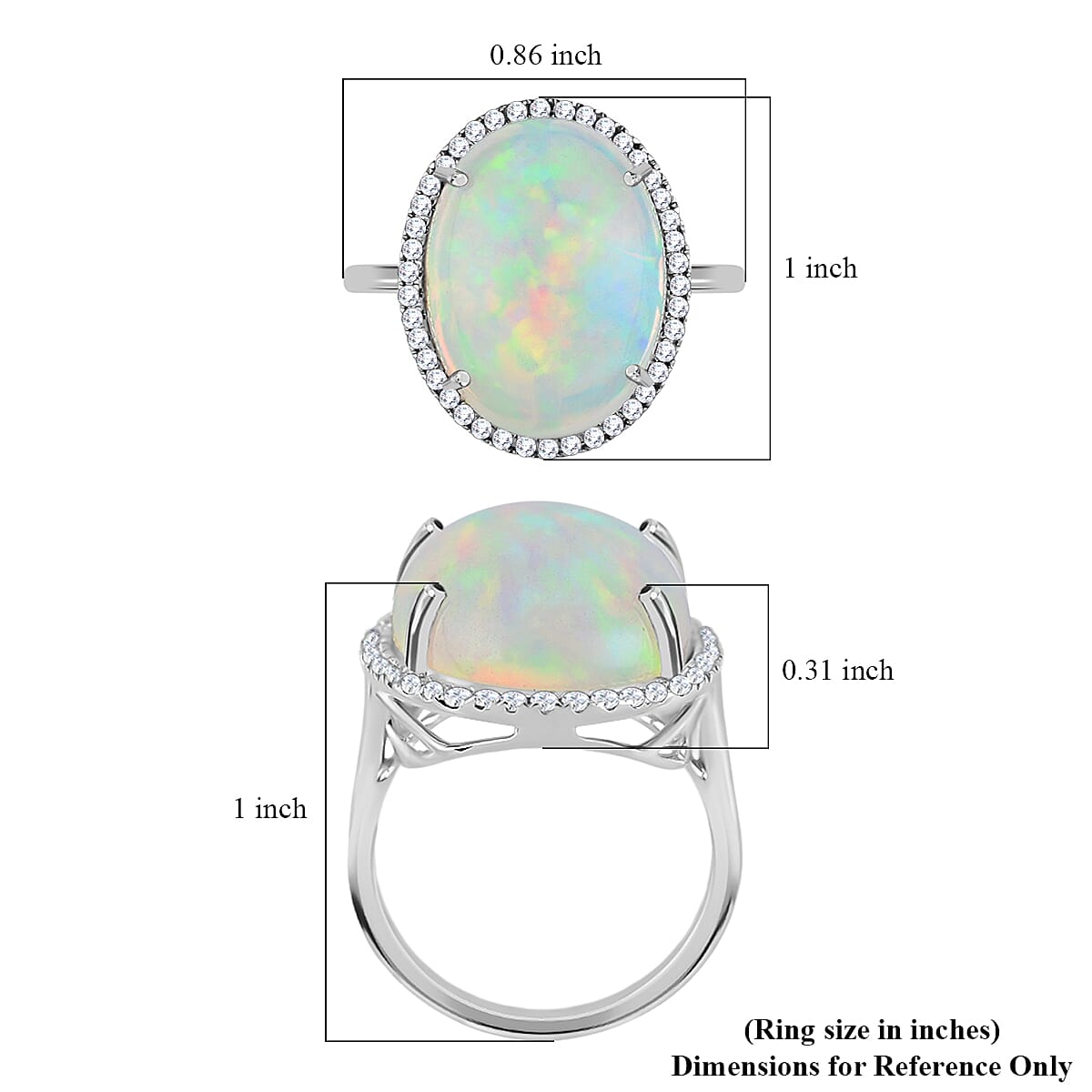 Certified & Appraised Iliana 18K White Gold AAA Ethiopian Welo Opal and G-H SI Diamond Halo Ring (Size 9.0) 4.60 Grams 13.40 ctw