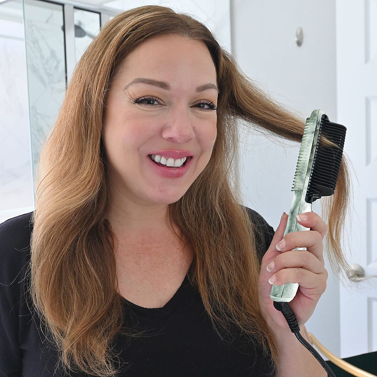 Karma Beauty- Marble Serenity Pro Ceramic Bristle Brush , Electric Hair Brush , Scalp Massager , Ceramic Scalp Brush , Detangling Brush image number 1