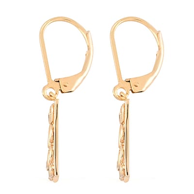 Polki Diamond Square Shape Lever Back Earrings in Vermeil Yellow Gold Over Sterling Silver 0.25 ctw