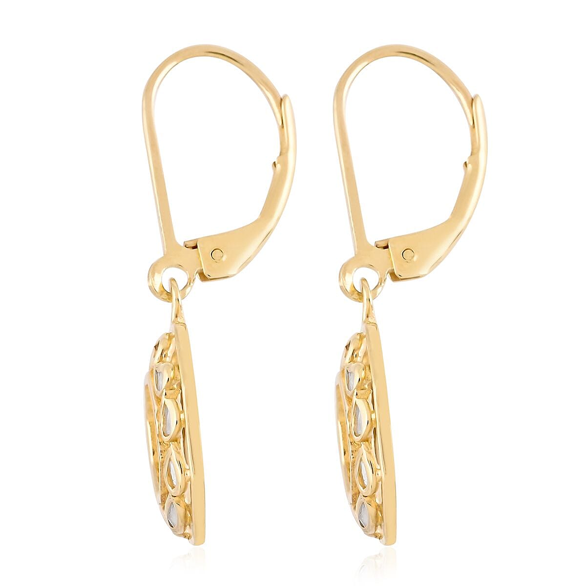 Polki Diamond Octillion Shape Lever Back Earrings in Vermeil Yellow Gold Over Sterling Silver 0.25 ctw image number 3