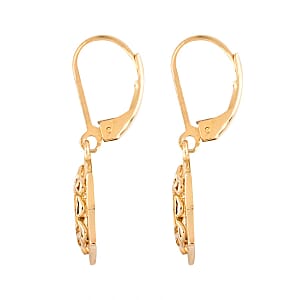Polki Diamond Star Shape Lever Back Earrings in Vermeil Yellow Gold Over Sterling Silver 0.25 ctw