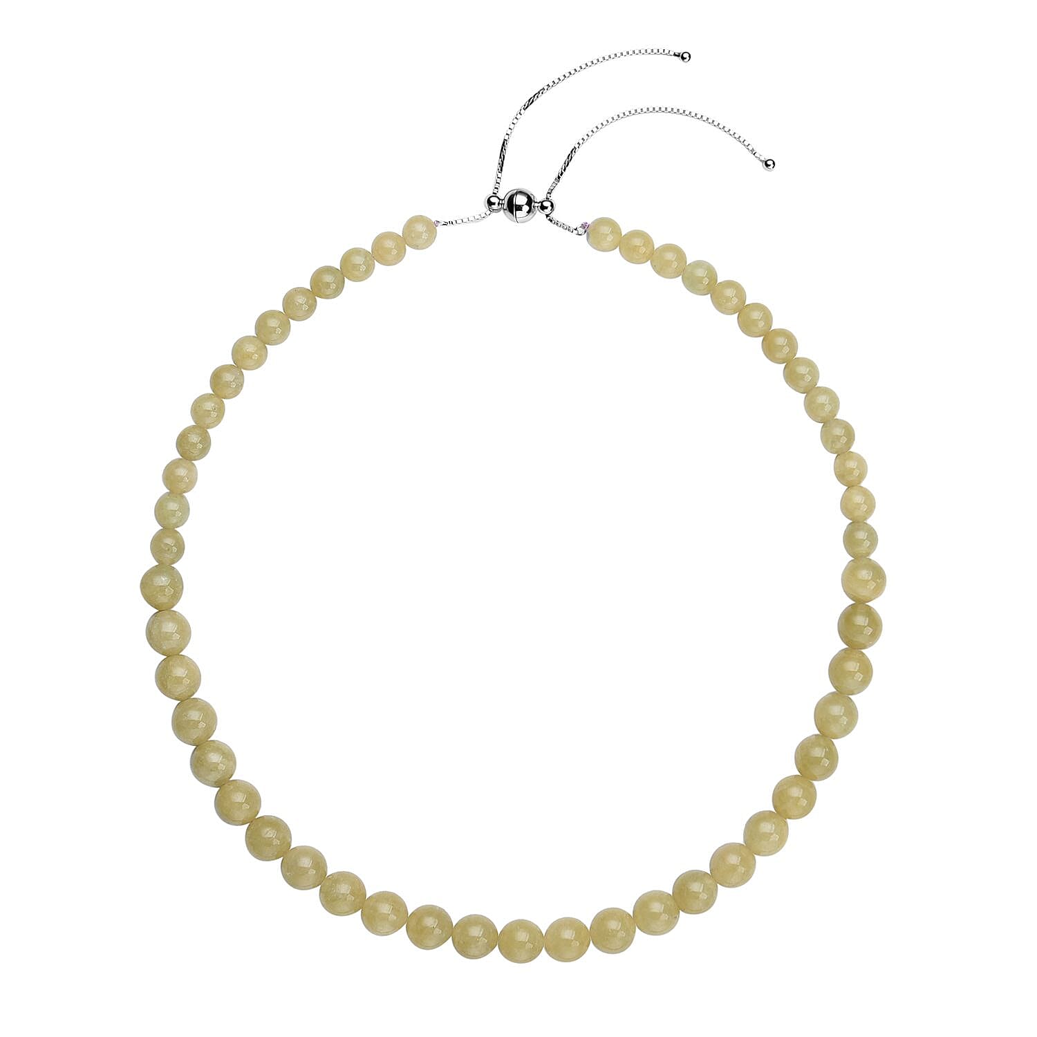Yellow Beryl Beaded Necklace 18-22 Inches in Rhodium Over Sterling Silver 279.00 ctw
