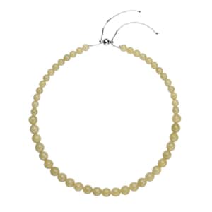 Yellow Beryl Beaded Necklace 18-22 Inches in Rhodium Over Sterling Silver 279.00 ctw