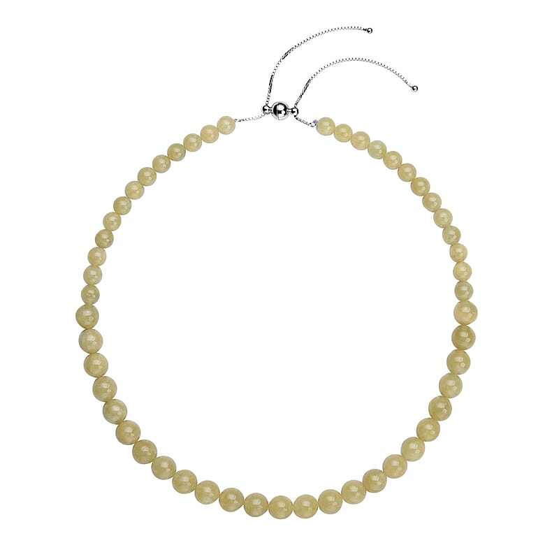Yellow Beryl Beaded Necklace 18-22 Inches in Rhodium Over Sterling Silver 279.00 ctw