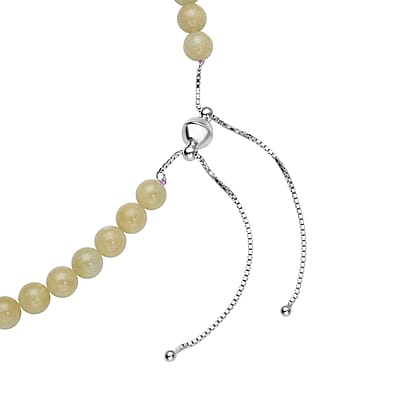 Yellow Beryl Beaded Necklace 18-22 Inches in Rhodium Over Sterling Silver 279.00 ctw