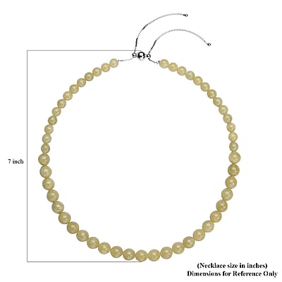 Yellow Beryl Beaded Necklace 18-22 Inches in Rhodium Over Sterling Silver 279.00 ctw