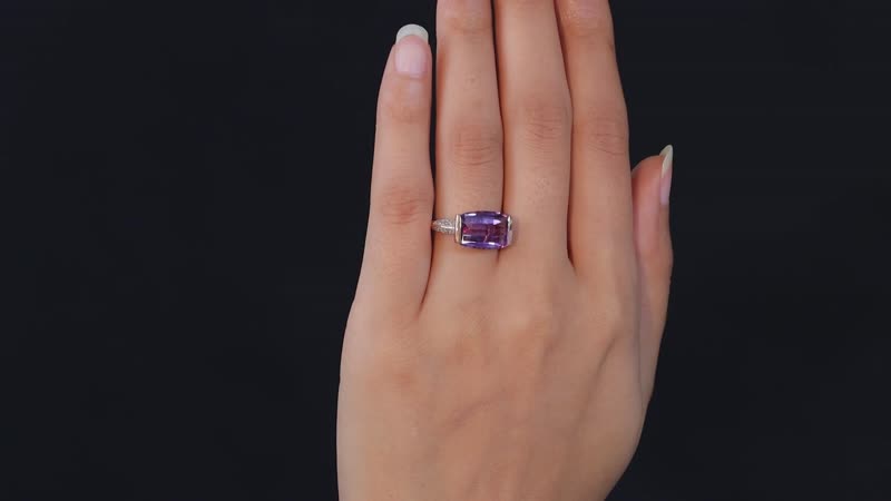 Premium Amethyst and Natural White Zircon Ring in Vermeil Rose Gold Over Sterling Silver 6.75 ctw