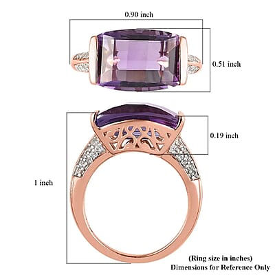 Premium Amethyst Ring, Vermeil Rose Gold Over Sterling Silver Ring, February Birthstone Ring, Purple Stone Ring, Silver Ring For Women 7.15 ctw