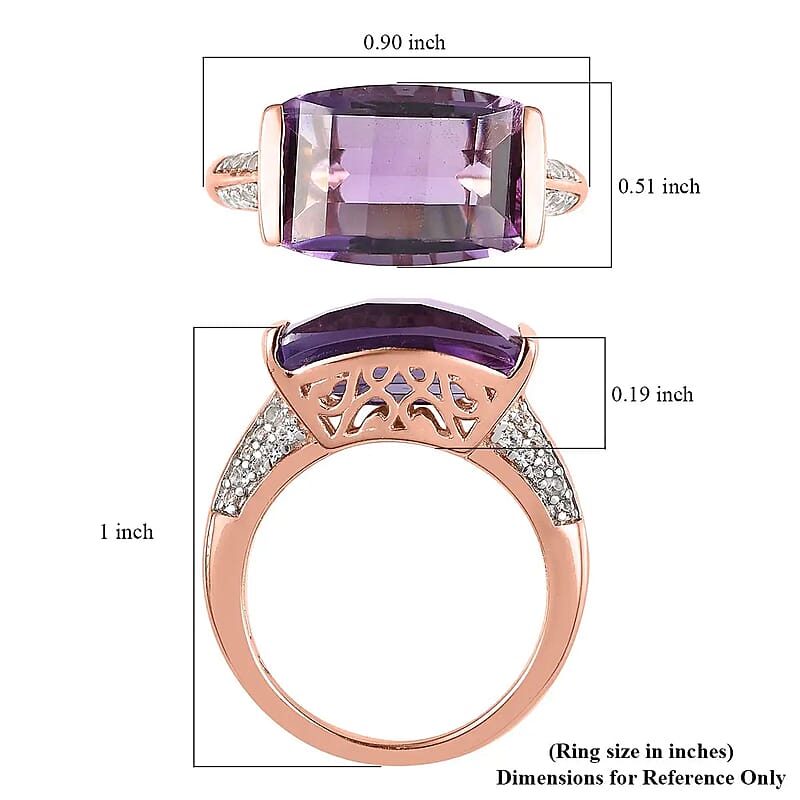 Premium Amethyst Ring, Vermeil Rose Gold Over Sterling Silver Ring, February Birthstone Ring, Purple Stone Ring, Silver Ring For Women 7.15 ctw