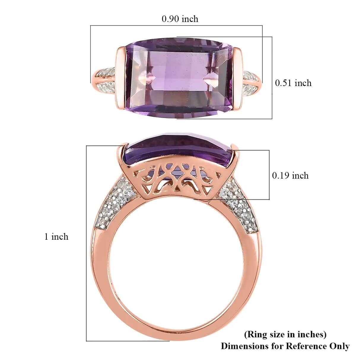Premium Amethyst Ring, Vermeil Rose Gold Over Sterling Silver Ring, February Birthstone Ring, Purple Stone Ring, Silver Ring For Women 7.15 ctw image number 6