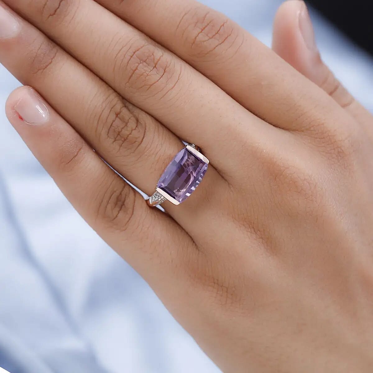 Premium Amethyst 7.15 ctw Ring, Vermeil Rose Gold Over Sterling Silver Ring, February Birthstone Ring, Purple Stone Ring, Silver Ring For Women (Size 9.00) image number 6