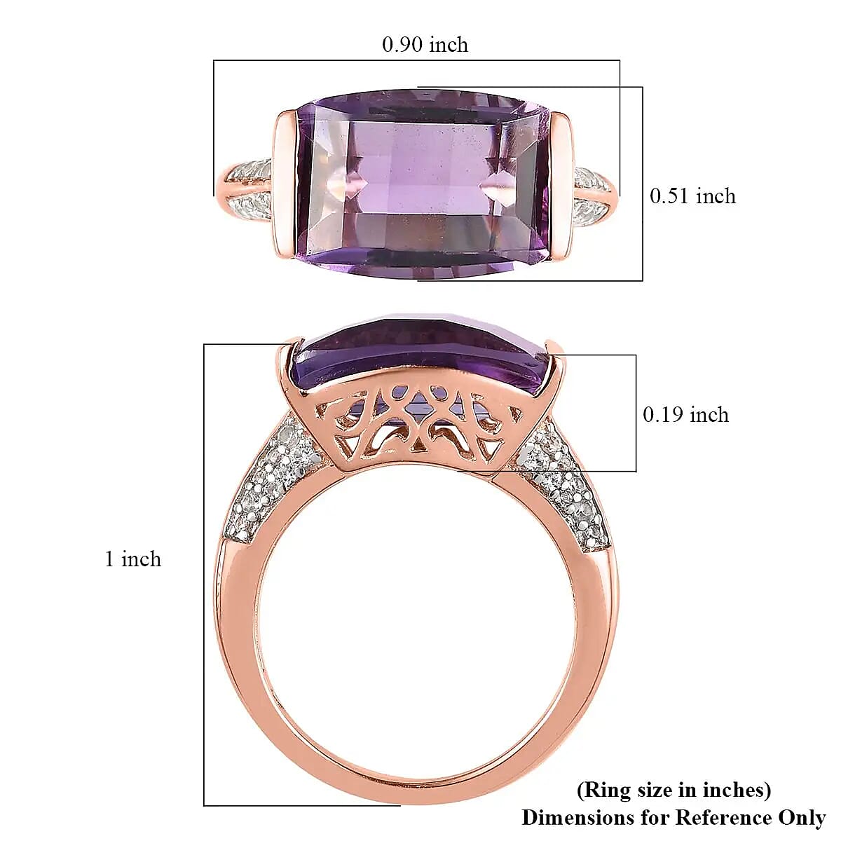Premium Amethyst 7.15 ctw Ring, Vermeil Rose Gold Over Sterling Silver Ring, February Birthstone Ring, Purple Stone Ring, Silver Ring For Women (Size 9.00) image number 7