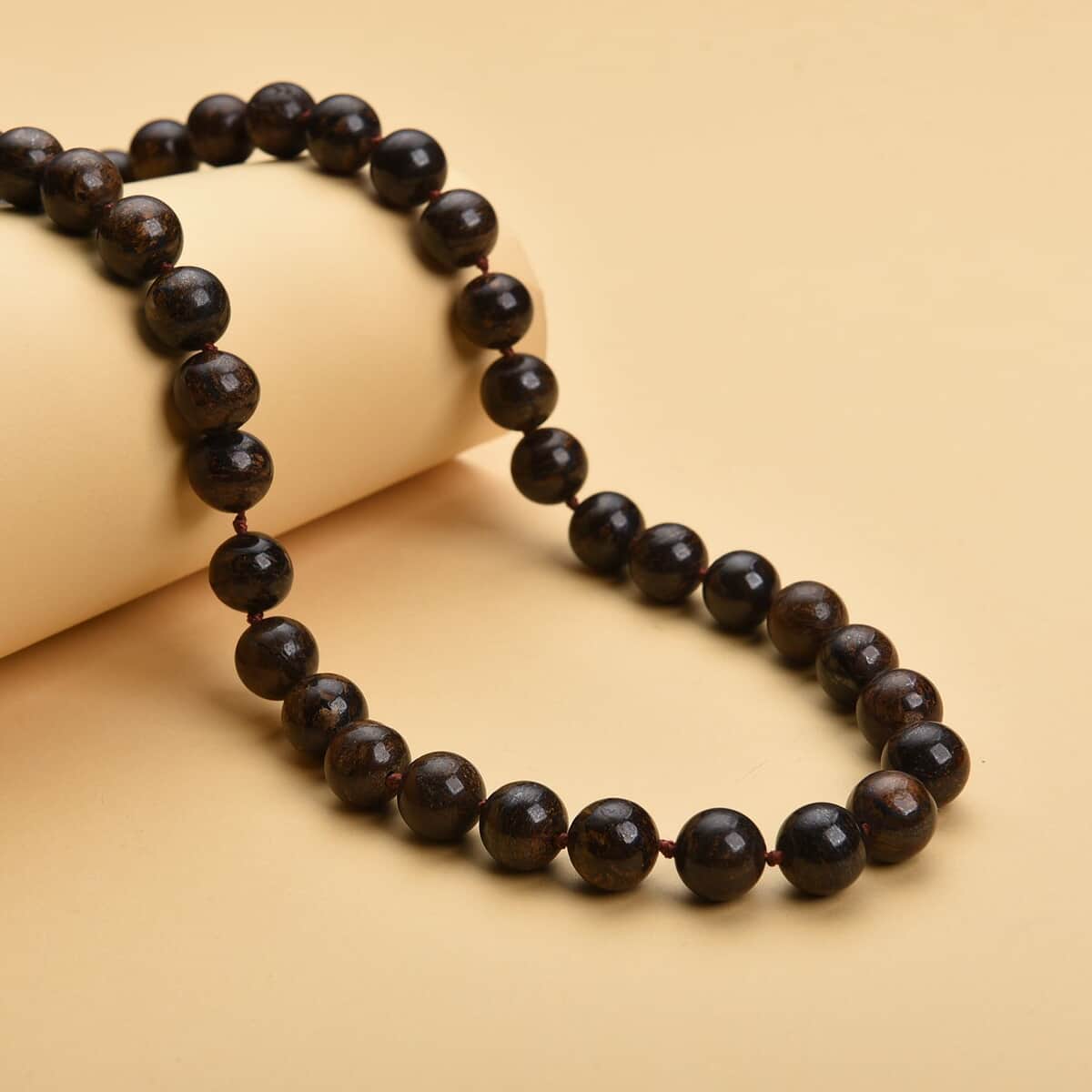 Bronzite Beaded Necklace 20 Inches in Rhodium Over Sterling Silver 439.00 ctw image number 1