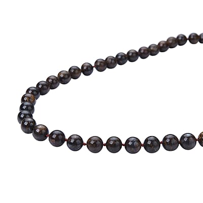 Bronzite Beaded Necklace 20 Inches in Rhodium Over Sterling Silver 439.00 ctw