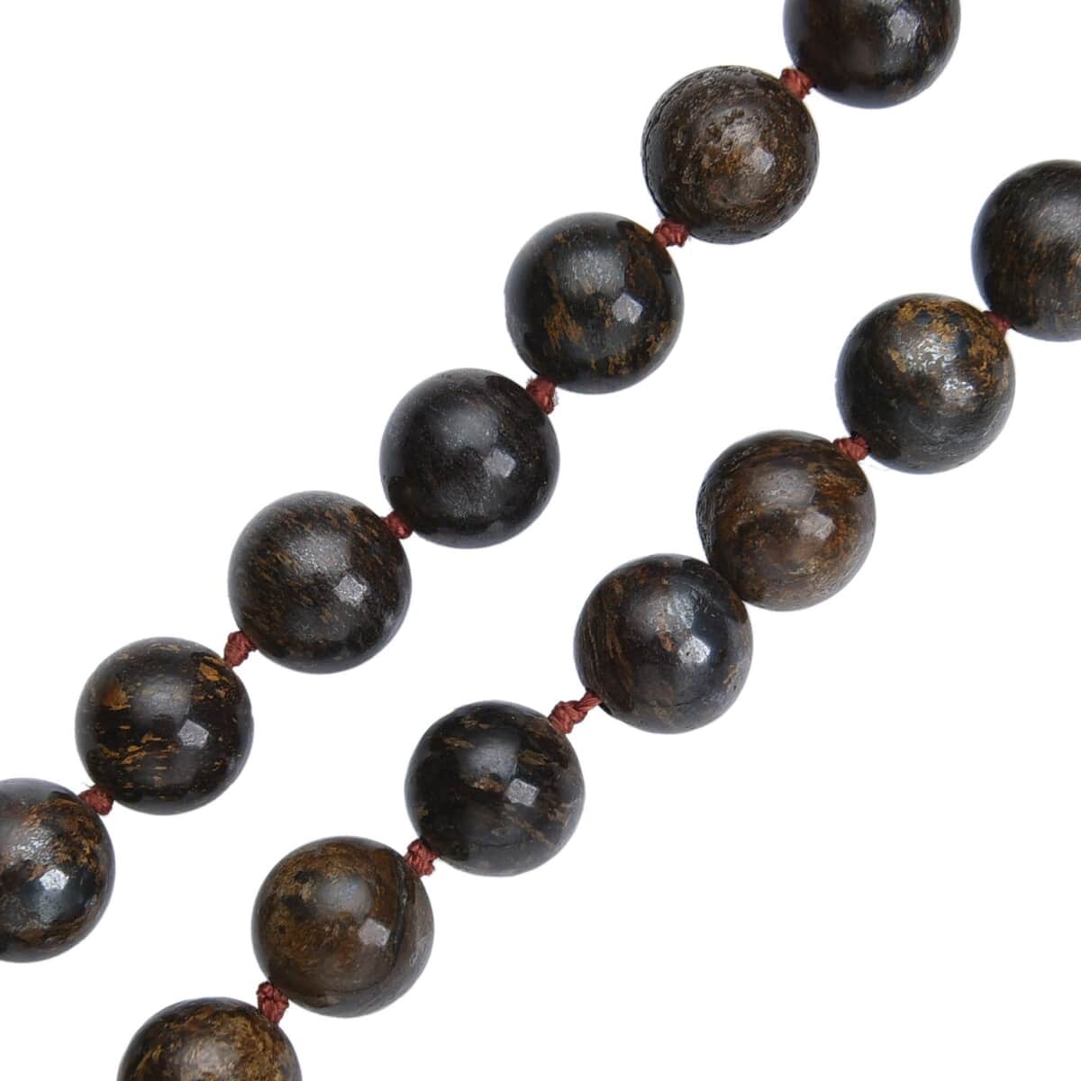 Bronzite Beaded Necklace 20 Inches in Rhodium Over Sterling Silver 439.00 ctw image number 3