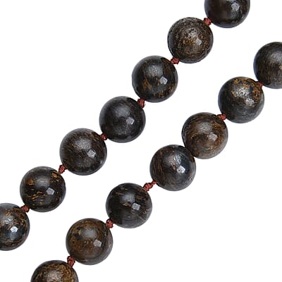 Bronzite Beaded Necklace 20 Inches in Rhodium Over Sterling Silver 439.00 ctw