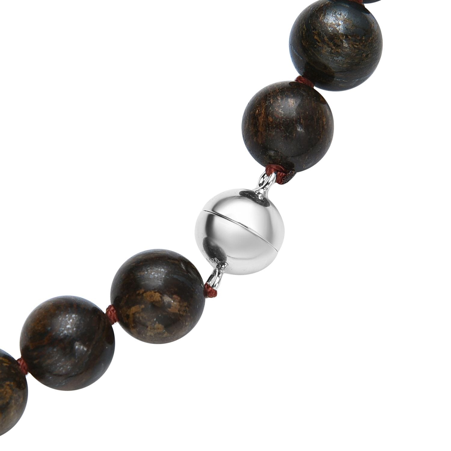 Bronzite Beaded Necklace 20 Inches in Rhodium Over Sterling Silver 439.00 ctw