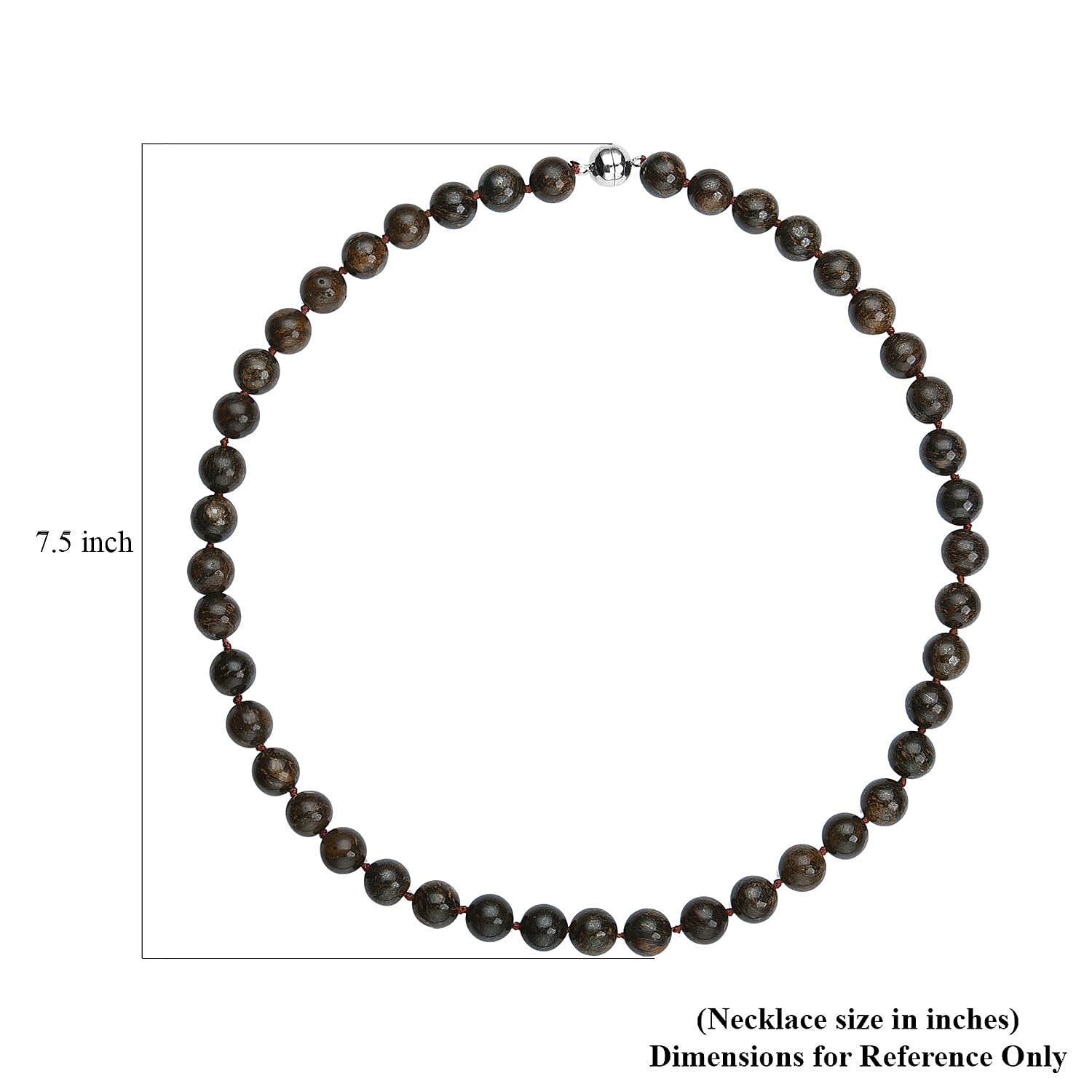 Bronzite Beaded Necklace 20 Inches in Rhodium Over Sterling Silver 439.00 ctw