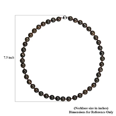 Bronzite Beaded Necklace 20 Inches in Rhodium Over Sterling Silver 439.00 ctw