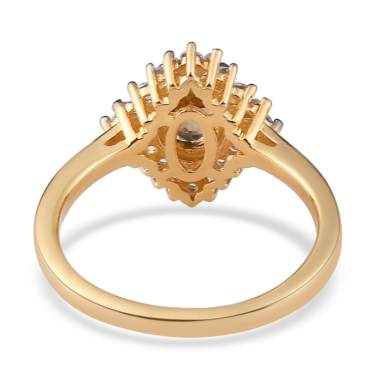 Golden Tanzanite and Natural White Zircon Ring in Vermeil Yellow Gold Over Sterling Silver (Size 8.0) 1.25 ctw image number 4