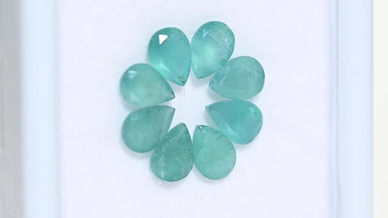 AAA Grandidierite Set of 8 (Pear 7x5 mm) 5.40 ctw Loose Gemstone