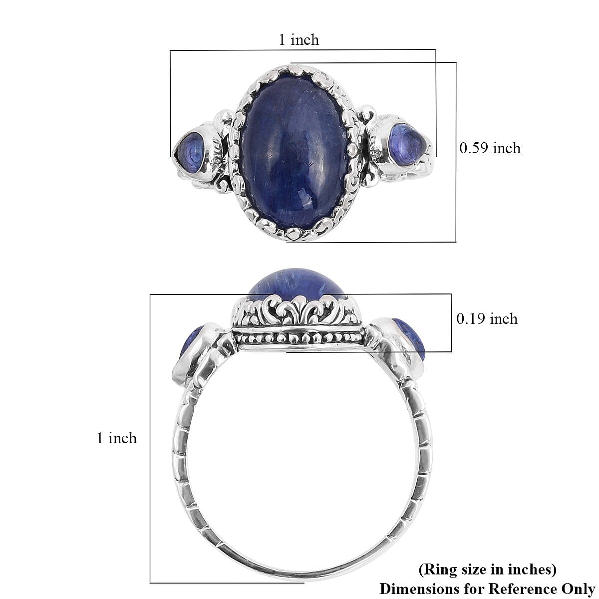 Bali Legacy Tanzanite Ring in Sterling Silver (Size 10.0) 7.5 Grams 8.00 ctw