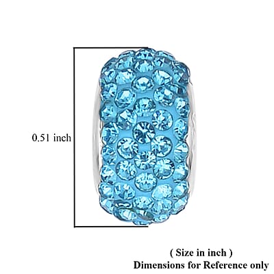 Blue Austrian Crystal Beaded Charm in Rhodium Over Sterling Silver 1.00 ctw