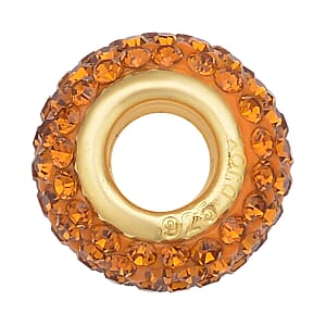 Yellow Austrian Crystal Beaded Charm in 14K Rose Gold Over Sterling Silver