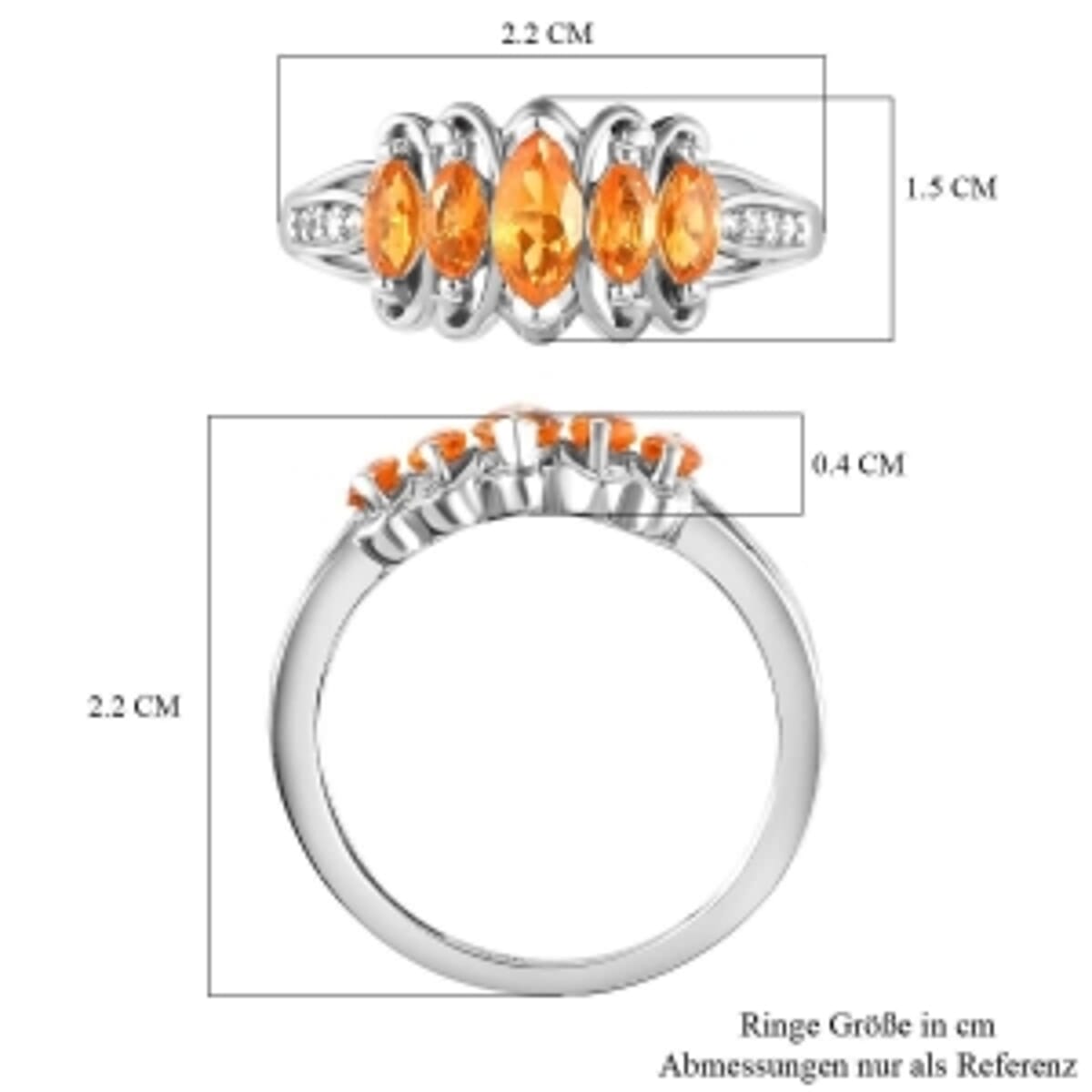 Fire Opal and White Zircon 0.66 ctw Ring in Platinum Over Sterling Silver (Size 10) image number 6