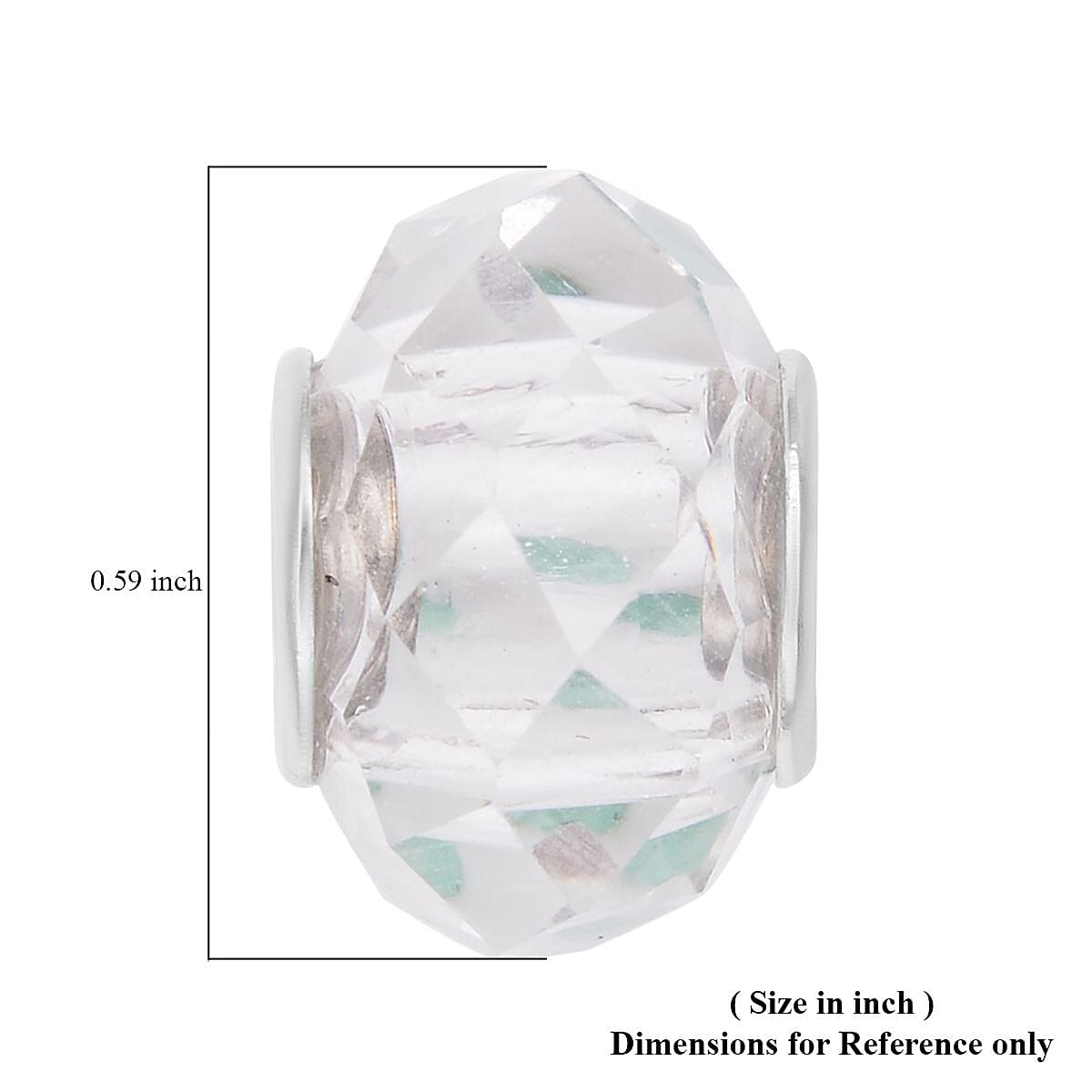 White Glass Charm in Rhodium Over Sterling Silver image number 2