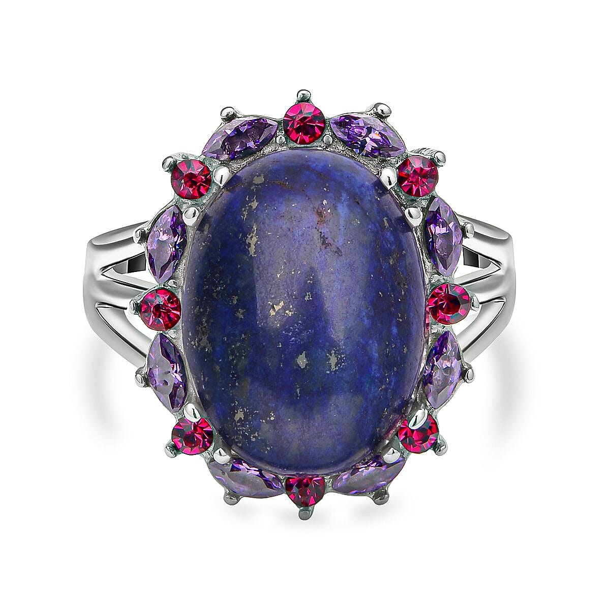 Lapis Lazuli 13.00 ctw Ring in Stainless Steel (Size 5.5)