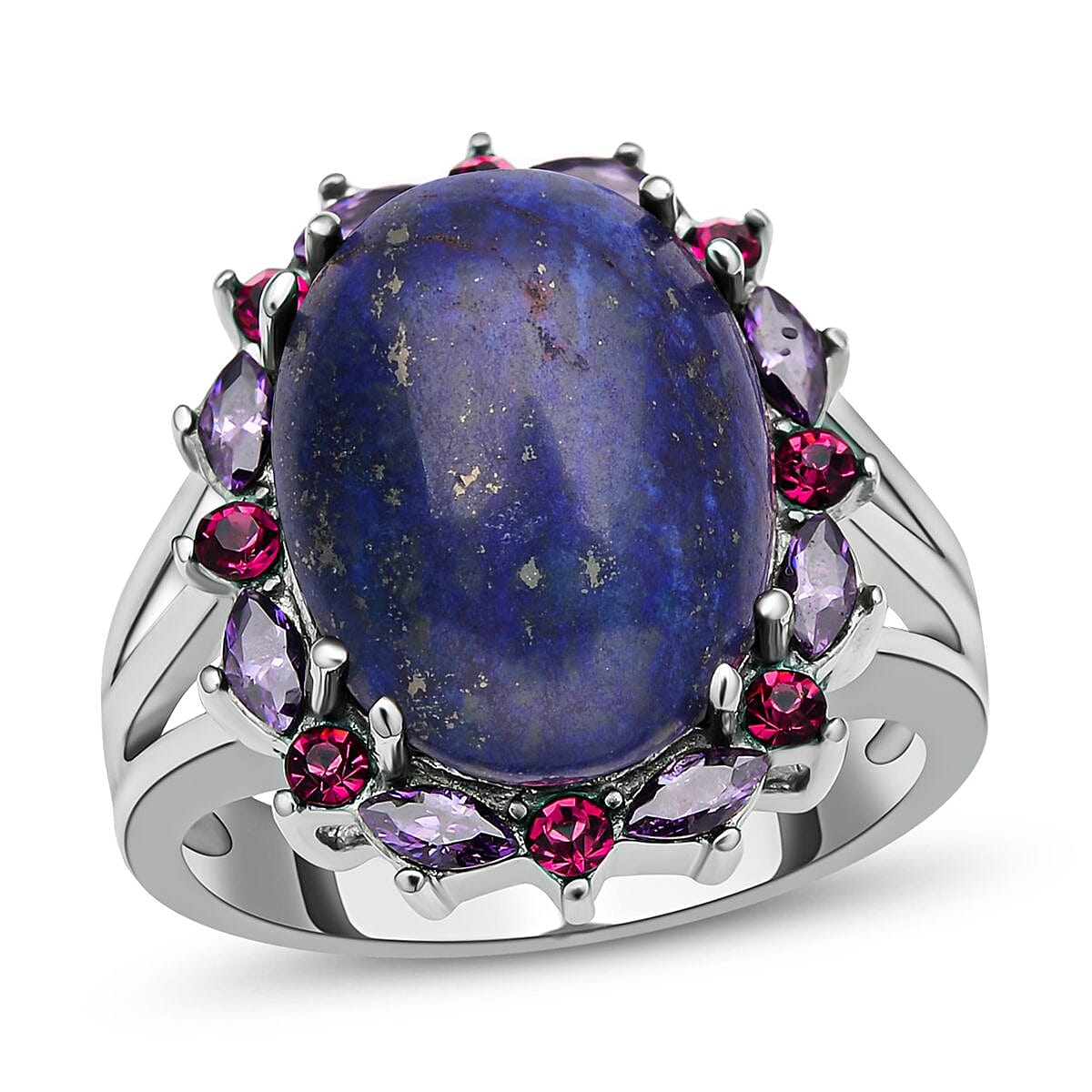 Lapis Lazuli 13.00 ctw Ring in Stainless Steel (Size 5.5)